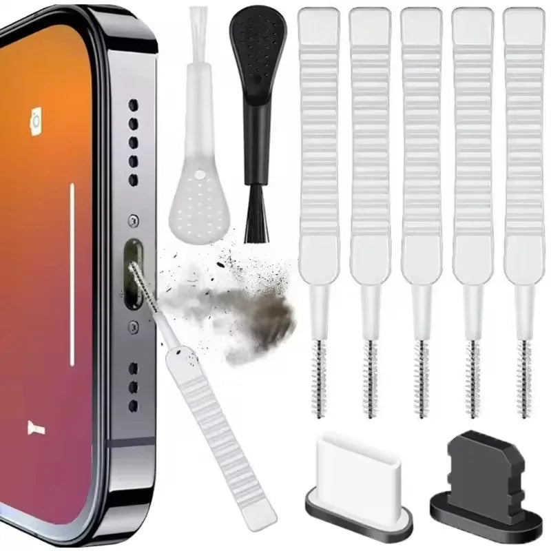 Phone and Earbuds Cleaning Kit with Dust Plugs – Charging Port Cleaner