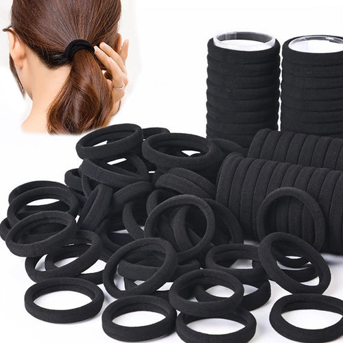 Black and White Hair Bands for Women – 50 or 100 Pack