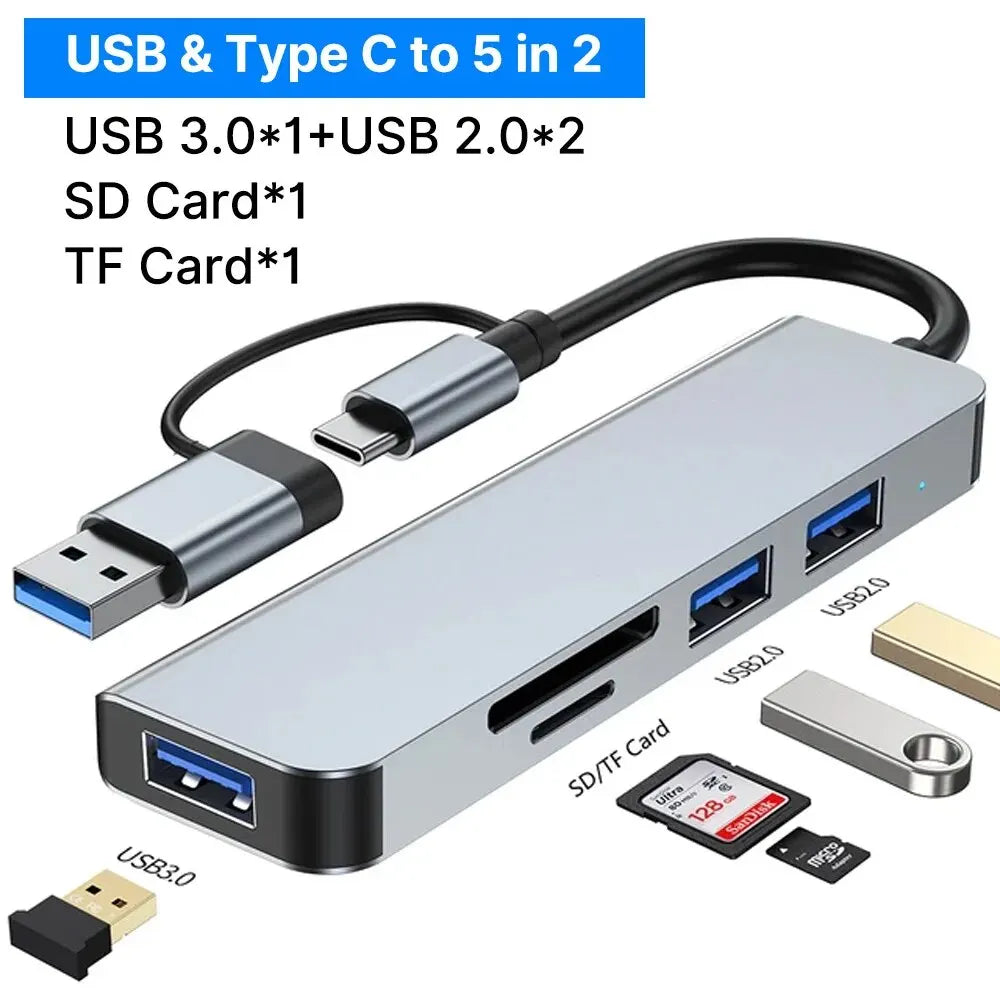 8-in-1 USB-C Hub with USB Ports, SD Card Reader, and Audio Jack