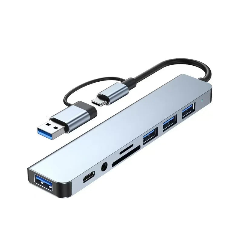 8-in-1 USB-C Hub with USB Ports, SD Card Reader, and Audio Jack