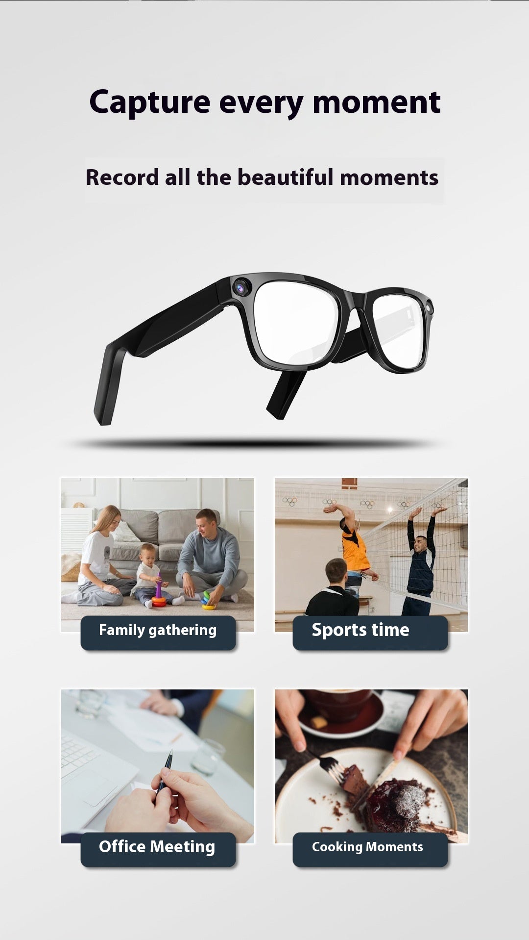 Smart Camera Glasses – Hands-Free Photo & Video Capture