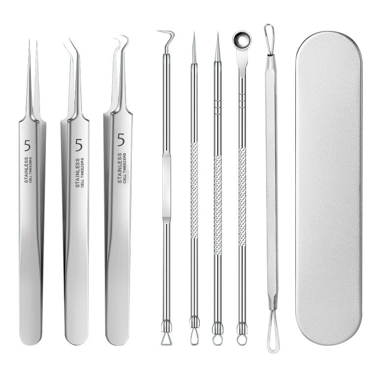 8-Piece Stainless Steel Acne Extraction Tool Set