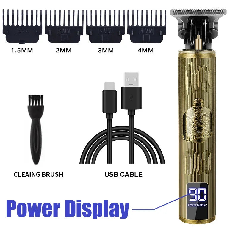 Vintage-Style Cordless Hair Clipper with USB Charging