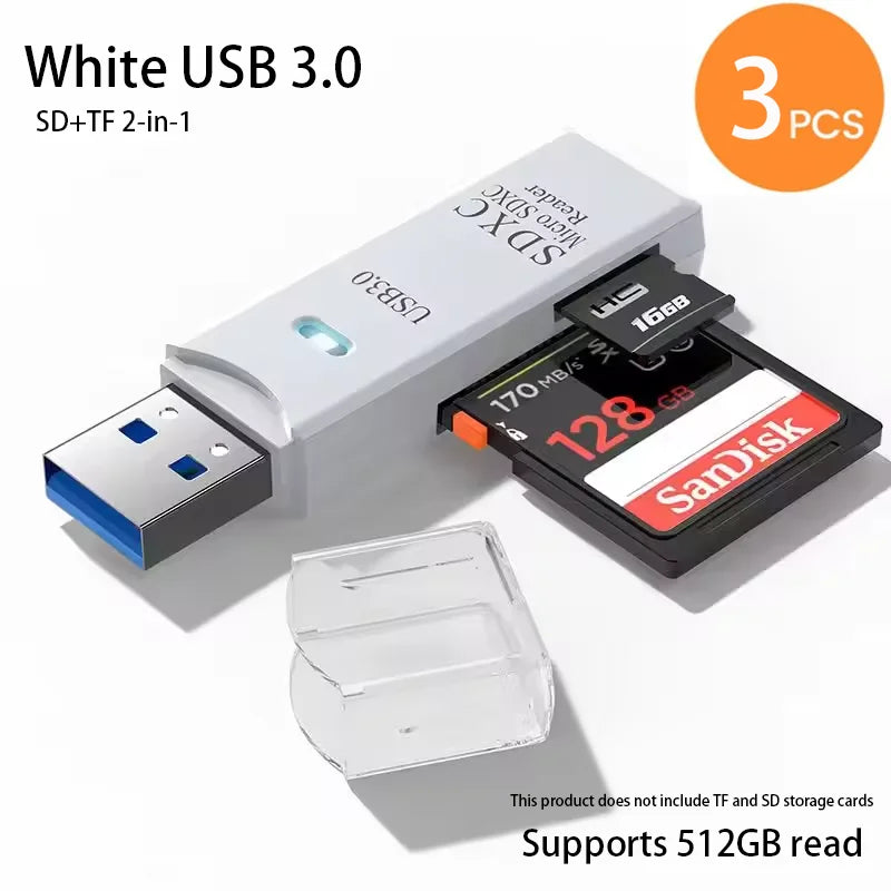 2-in-1 USB 3.0 Card Reader for MicroSD and SD Cards