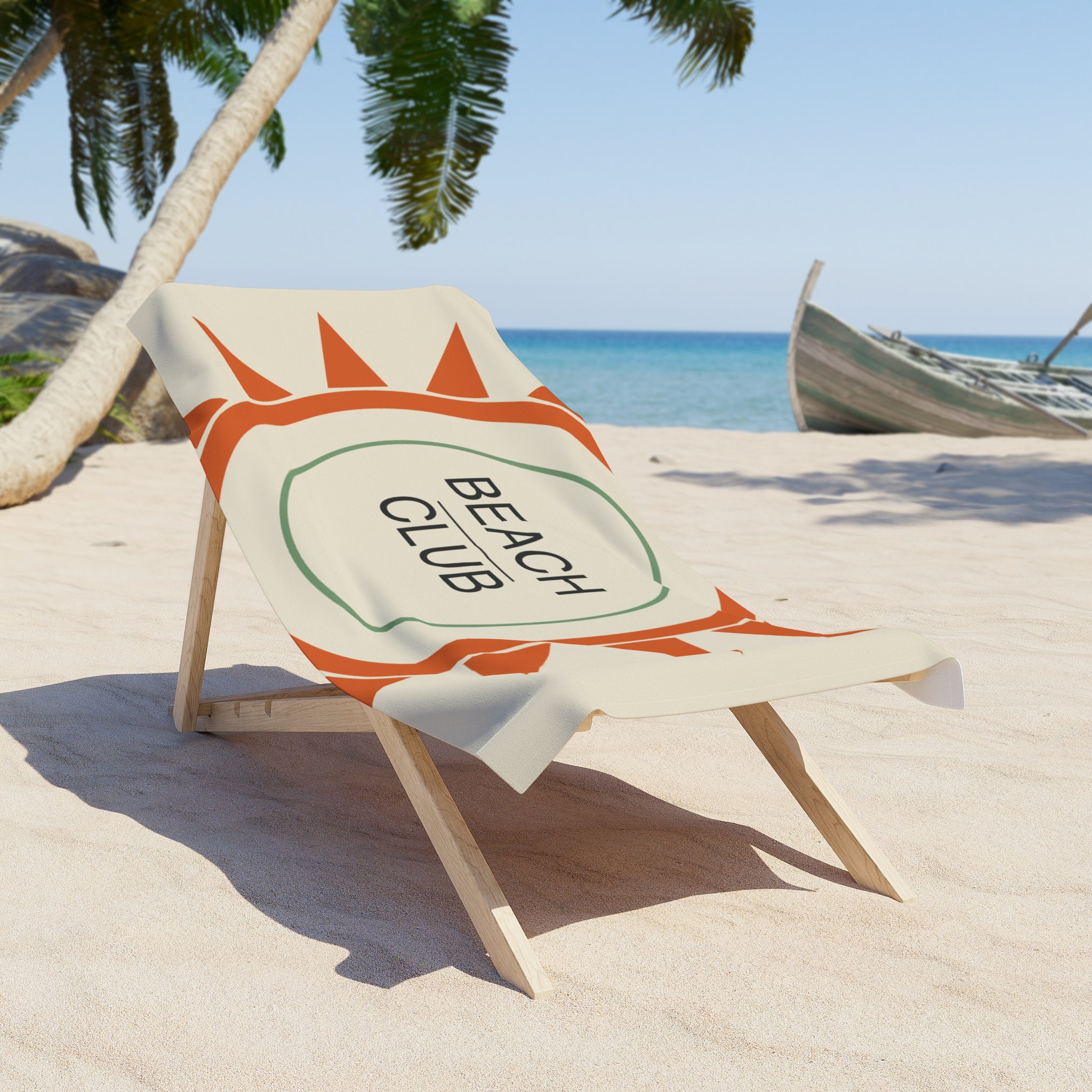 Oversized Retro Sun Beach Towel – Quick-Dry Cotton, 60x30 Inches