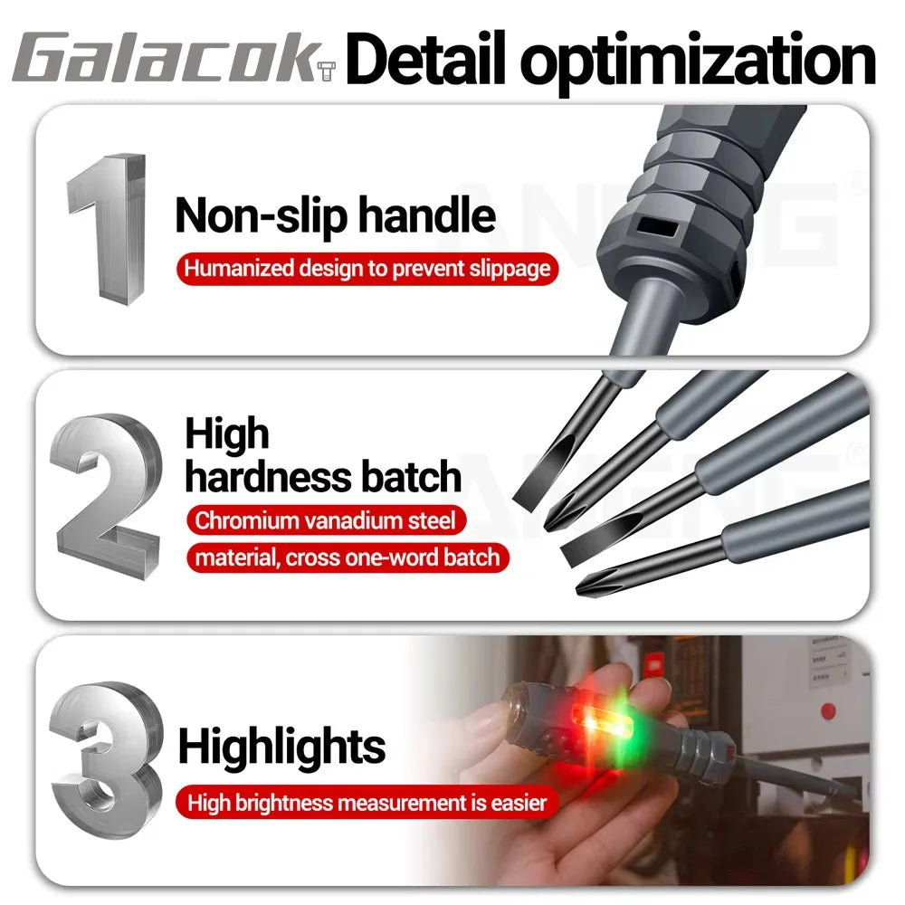 Smart Voltage Tester Screwdriver with LED Indicator – 2-in-1 Electrical Tool