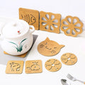 Wooden Coaster Hollow-out Cartoon Design Heat-insulating Mat For The Kitchen