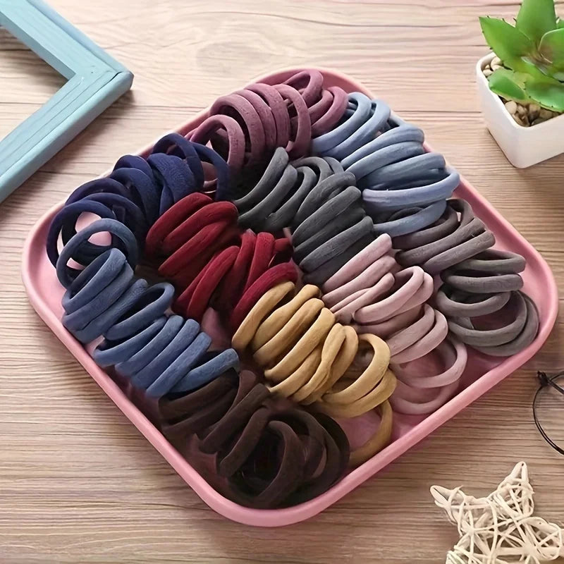 Boho Seamless Elastic Hair Ties – Thick and Gentle, 50 or 100 Pack
