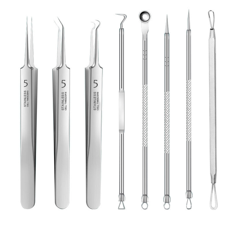 8-Piece Stainless Steel Acne Extraction Tool Set