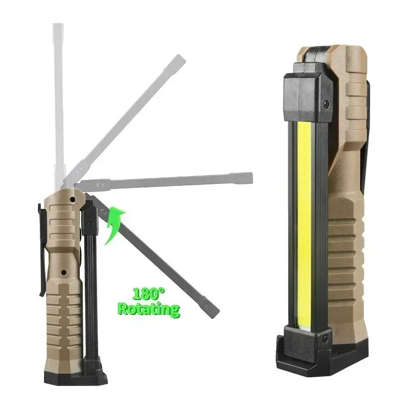 Folding COB LED Work Light – Rechargeable with 7 Lighting Modes