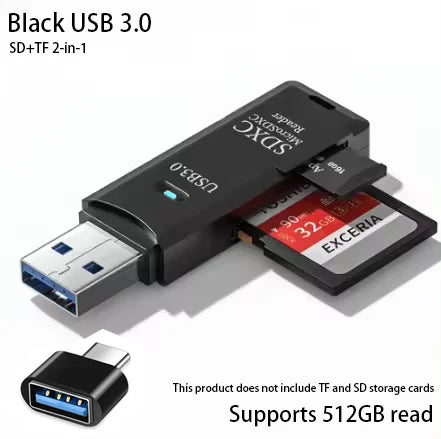 2-in-1 USB 3.0 Card Reader for MicroSD and SD Cards