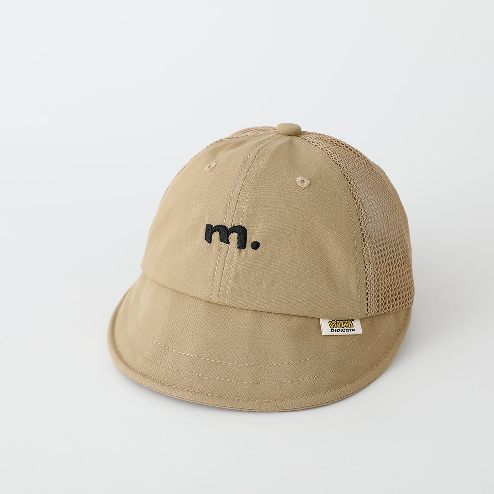 Summer Children's Soft Brimmed Netting Patchwork Design Three-dimensional M-letter Embroidered Baseball Cap