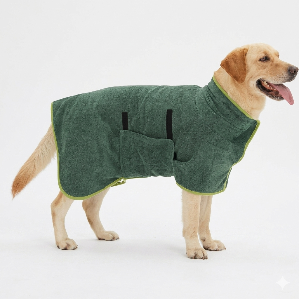 Microfiber Pet Bathrobe – Fast-Drying Dog Towel Robe with Adjustable Fit