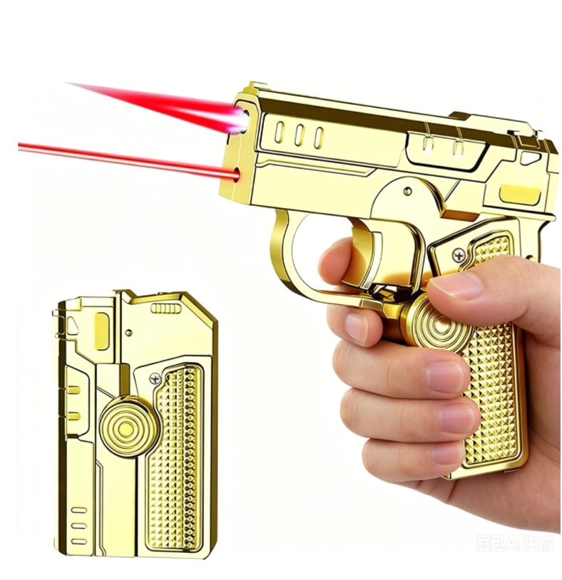 Butane Free-2-in-1 Fidget Spinner Gun Lighter Foldable Transformer Metal Lighter Red Laser Windproof Novelty EDC Gadget