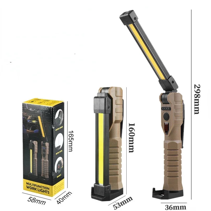 Folding COB LED Work Light – Rechargeable with 7 Lighting Modes