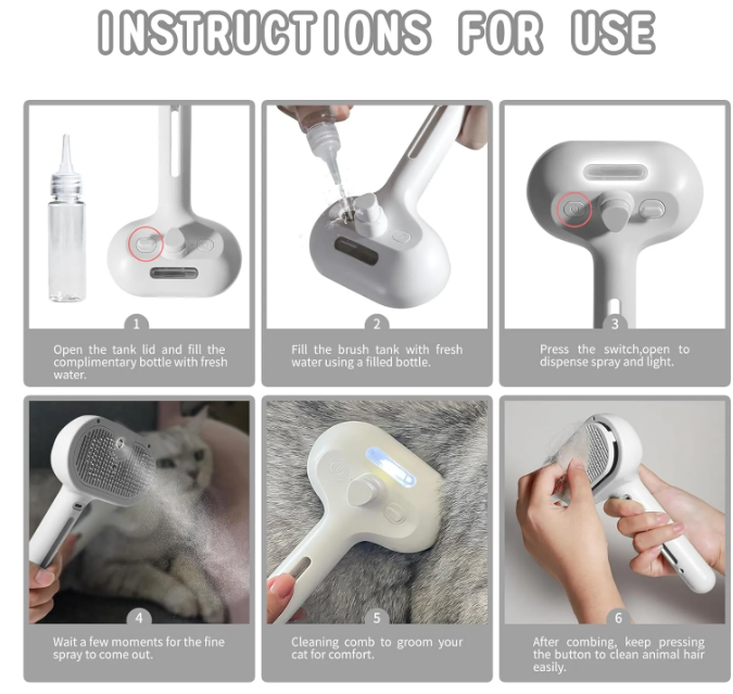 Spray Misting Pet Grooming Brush for Dogs and Cats