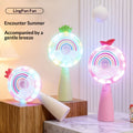 Outdoor Travel Student Cartoon LED Fill Light Handheld Portable USB Charged Fan