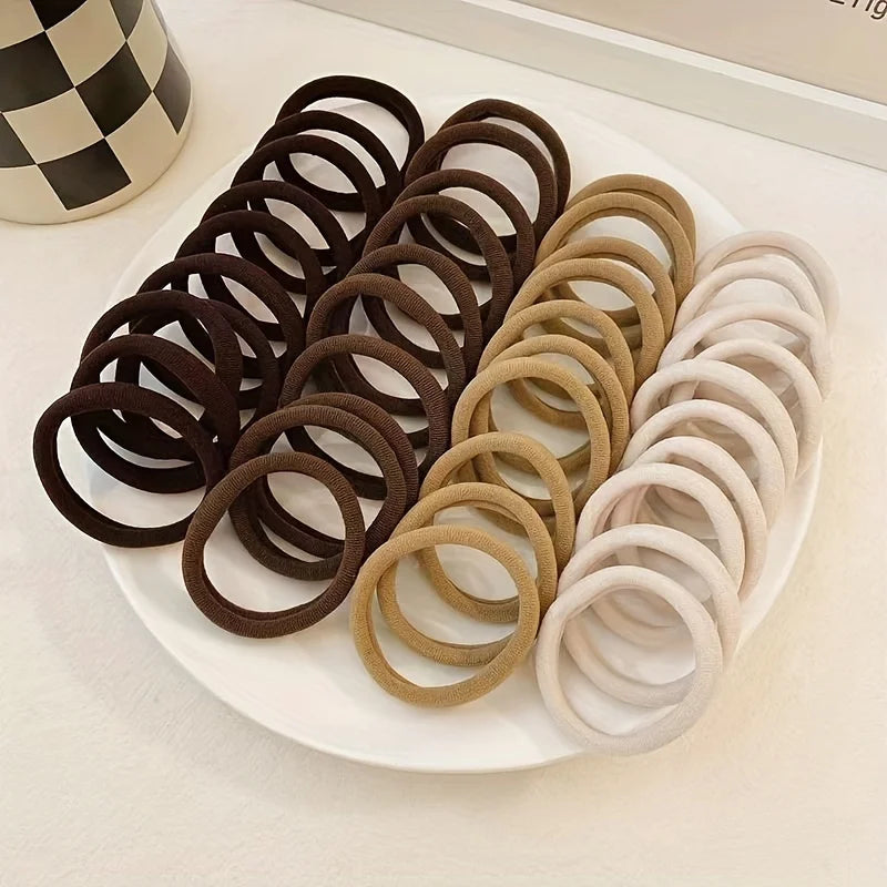 Boho Seamless Elastic Hair Ties – Thick and Gentle, 50 or 100 Pack
