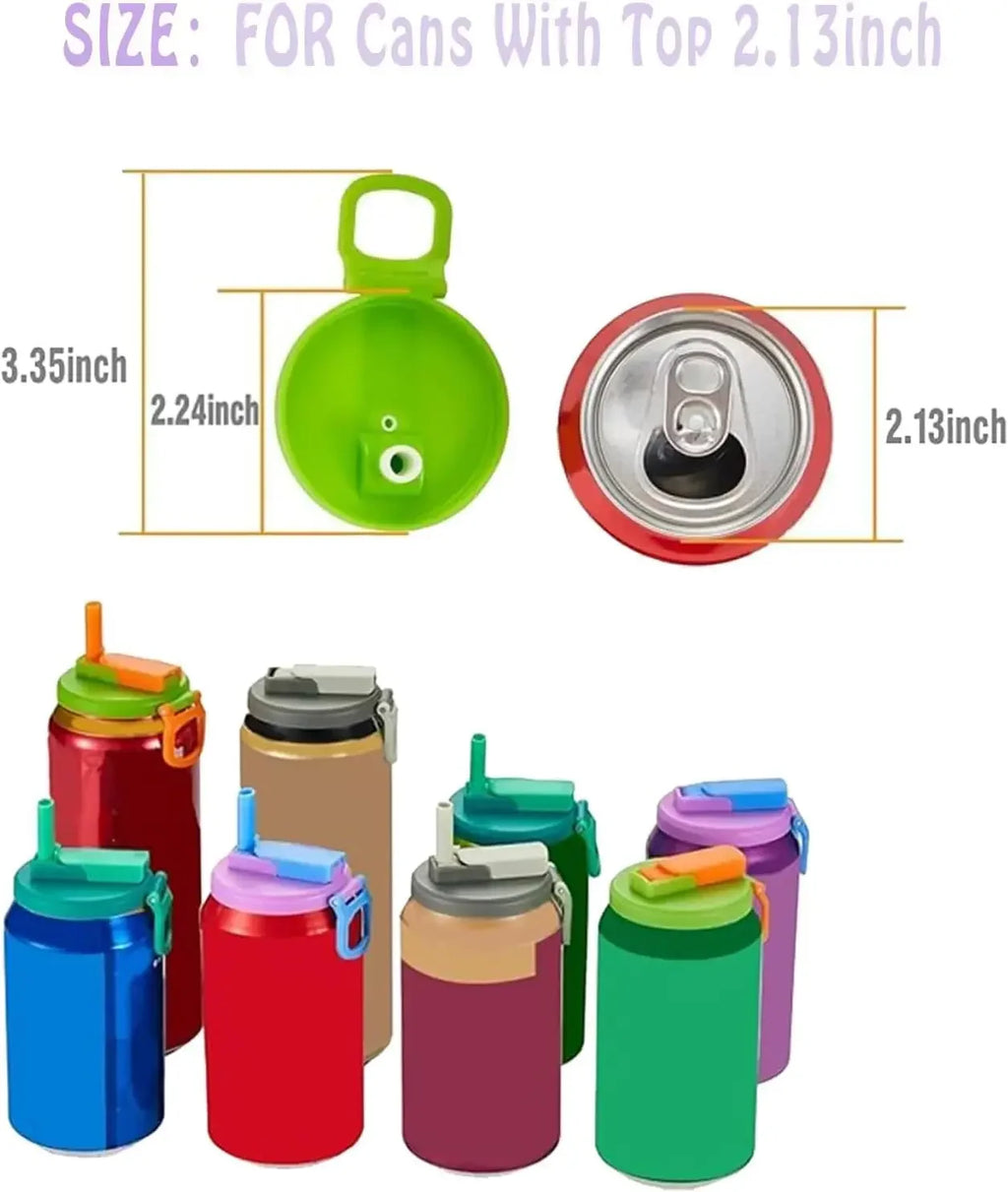 Reusable Silicone Can Lids with Built-In Straw – Standard Can Size