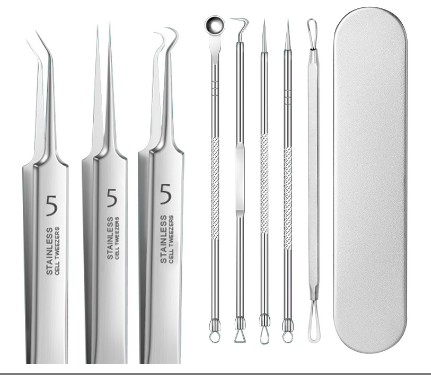 8-Piece Stainless Steel Acne Extraction Tool Set