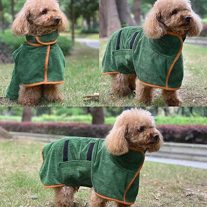 Microfiber Pet Bathrobe – Fast-Drying Dog Towel Robe with Adjustable Fit