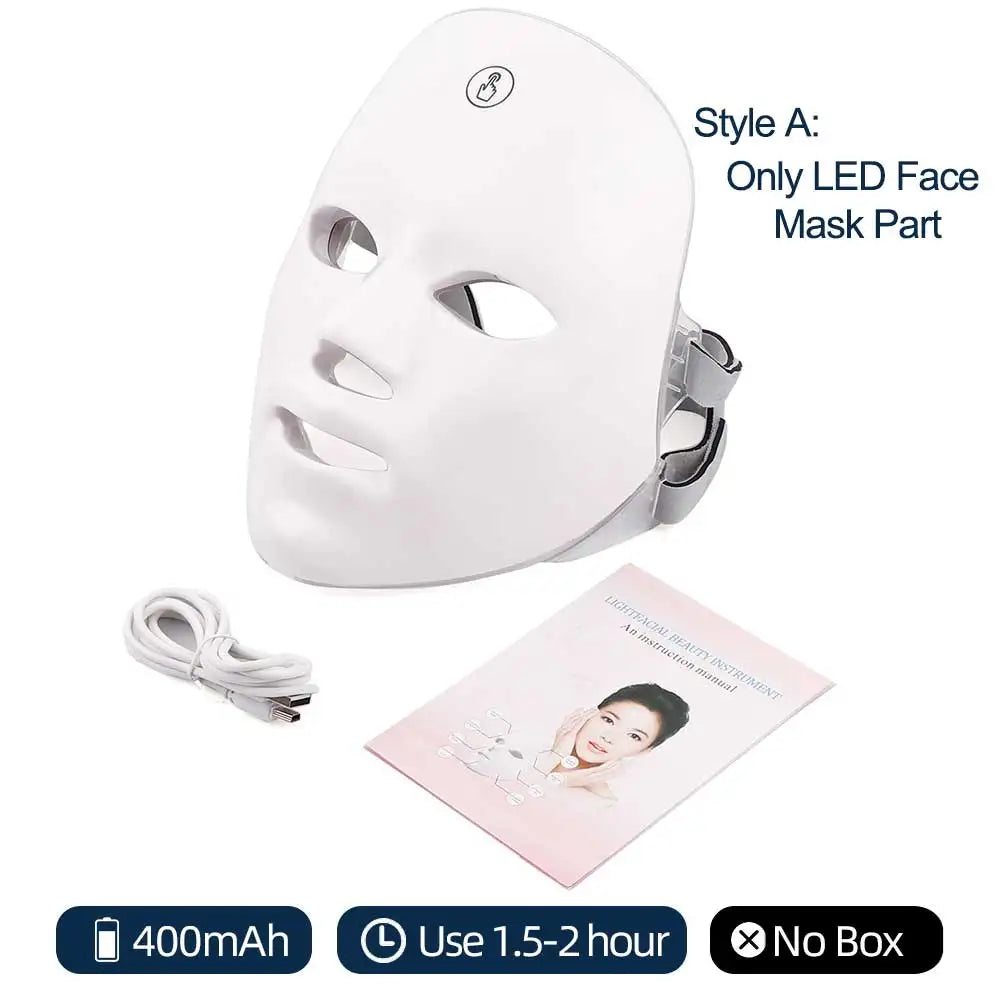 7-Color LED Light Therapy Facial Mask with Neck Coverage