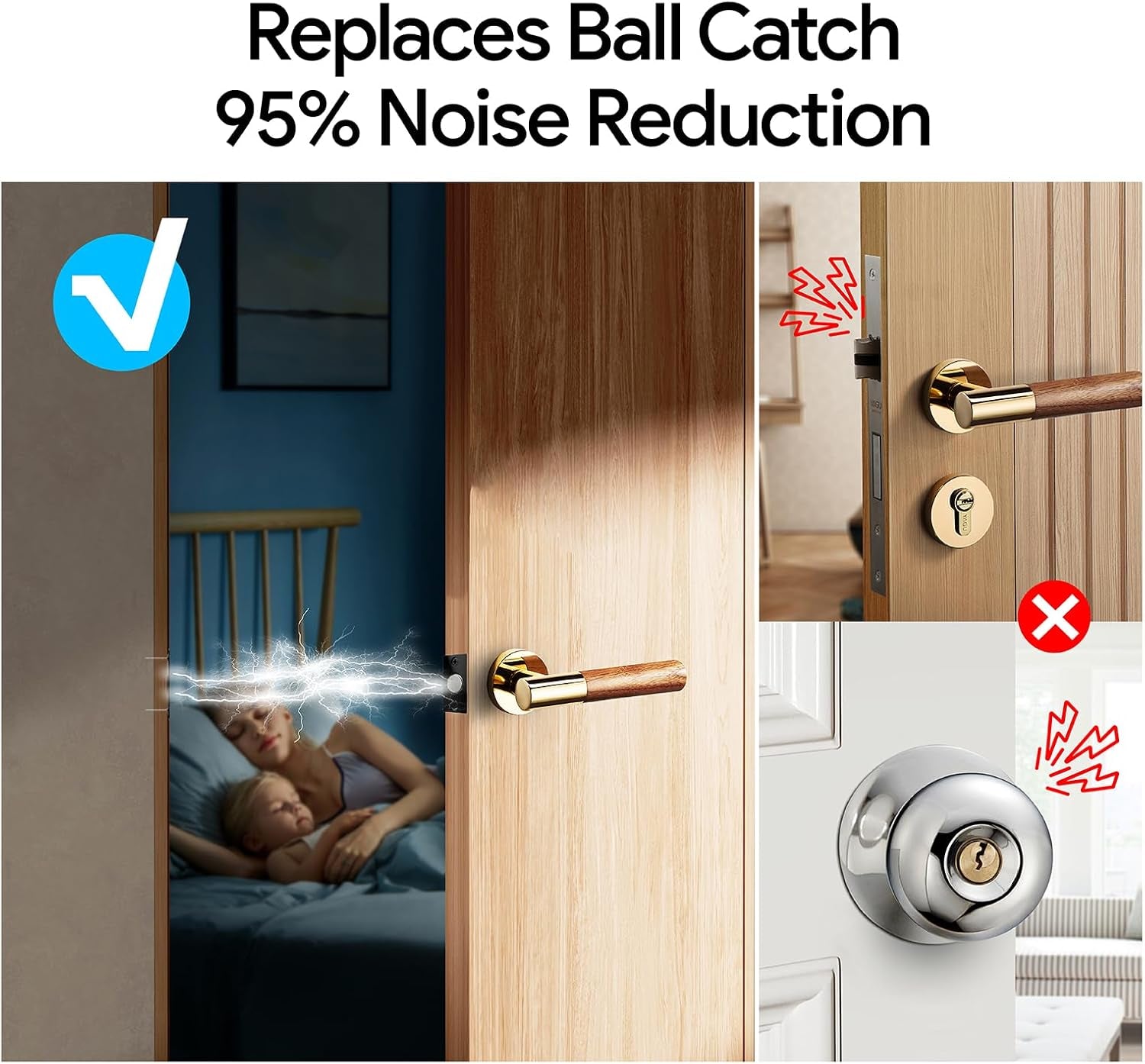 Door Ball Catch Hardware, Adjustable Hidden Magnetic Ball Catch, Stainless Steel Strike Plate with Strong Suction, Door Ball Catch Replacement for Top of Door(2 Pack, Black)