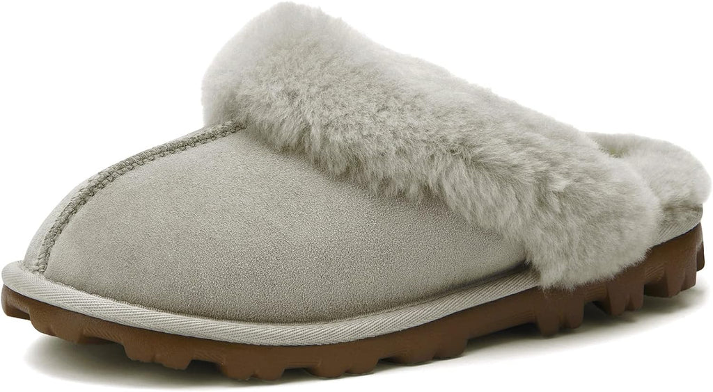 Women'S Genuine Australian Sheepskin Slippers, 18Mm Wool Pile, Memory Foam, Durable Anti-Slip EVA Sole