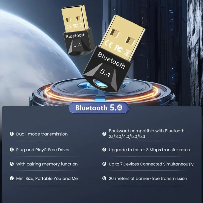 USB Bluetooth 5.4 Adapter for PC and Laptop