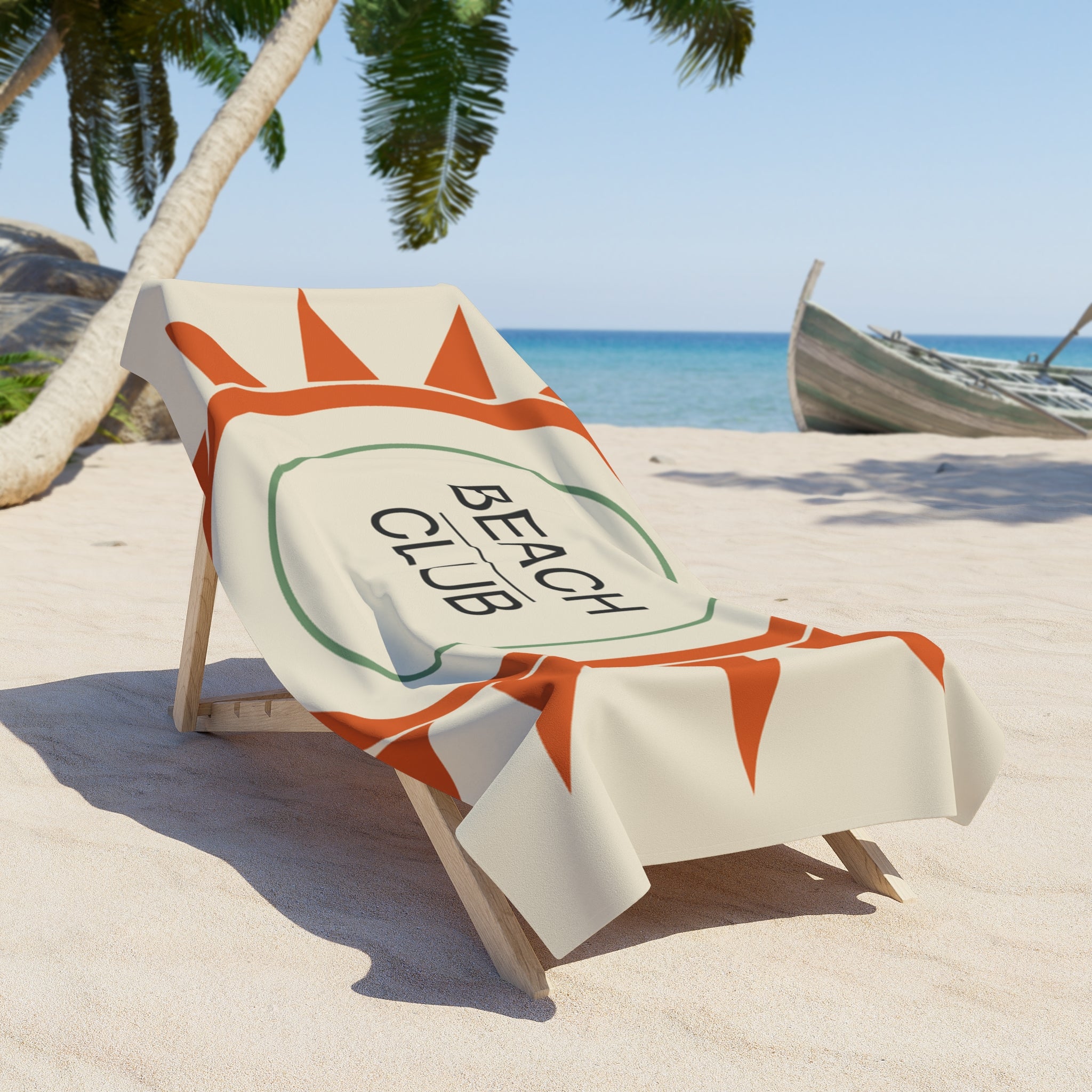 Oversized Retro Sun Beach Towel – Quick-Dry Cotton, 60x30 Inches