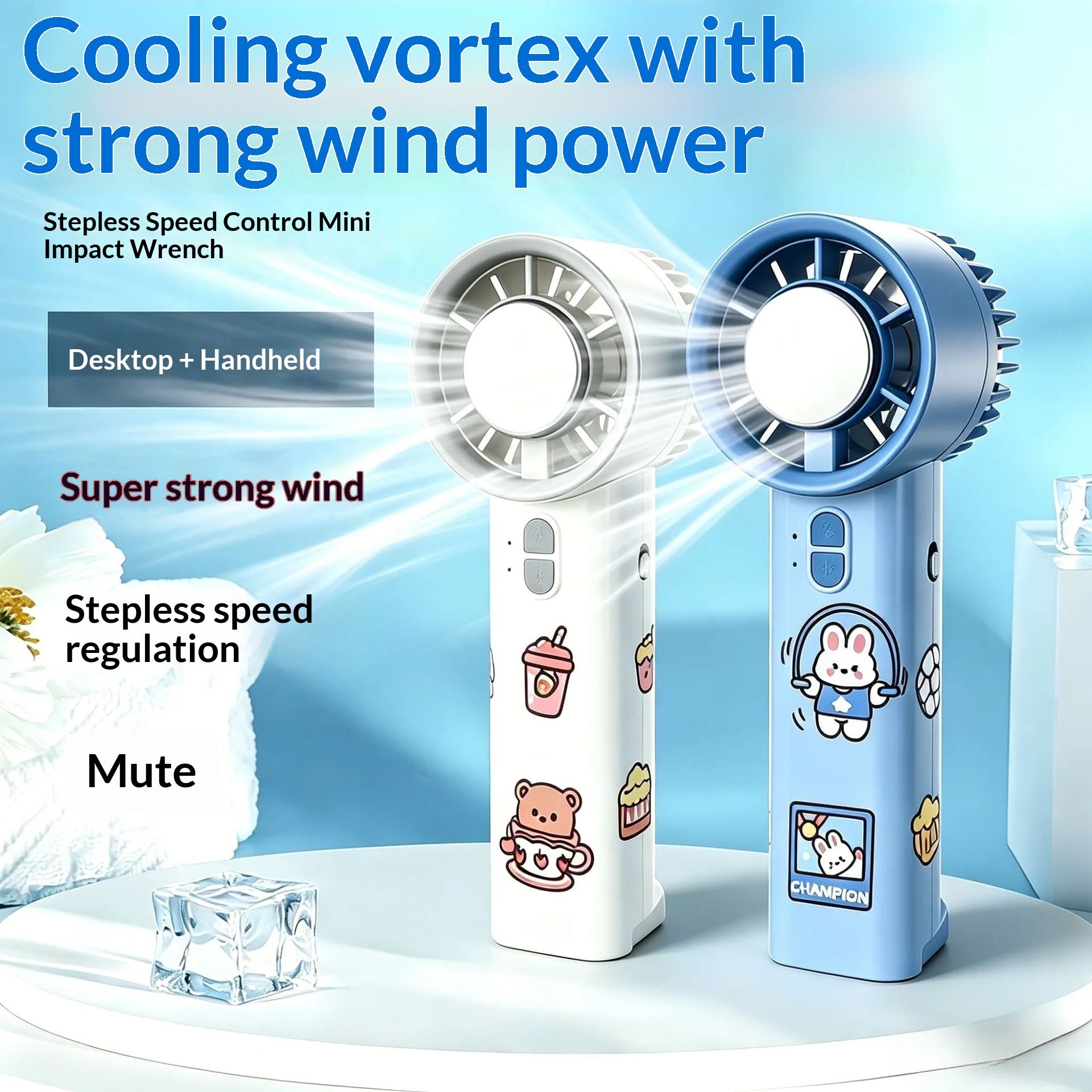 Handheld Mini Ice Cooling Portable Rechargeable Bladeless Turbo USB Desk Fan