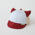 Children's Vertical Stripe Demon Horn Mesh Baseball Cap For Outdoor Picnics