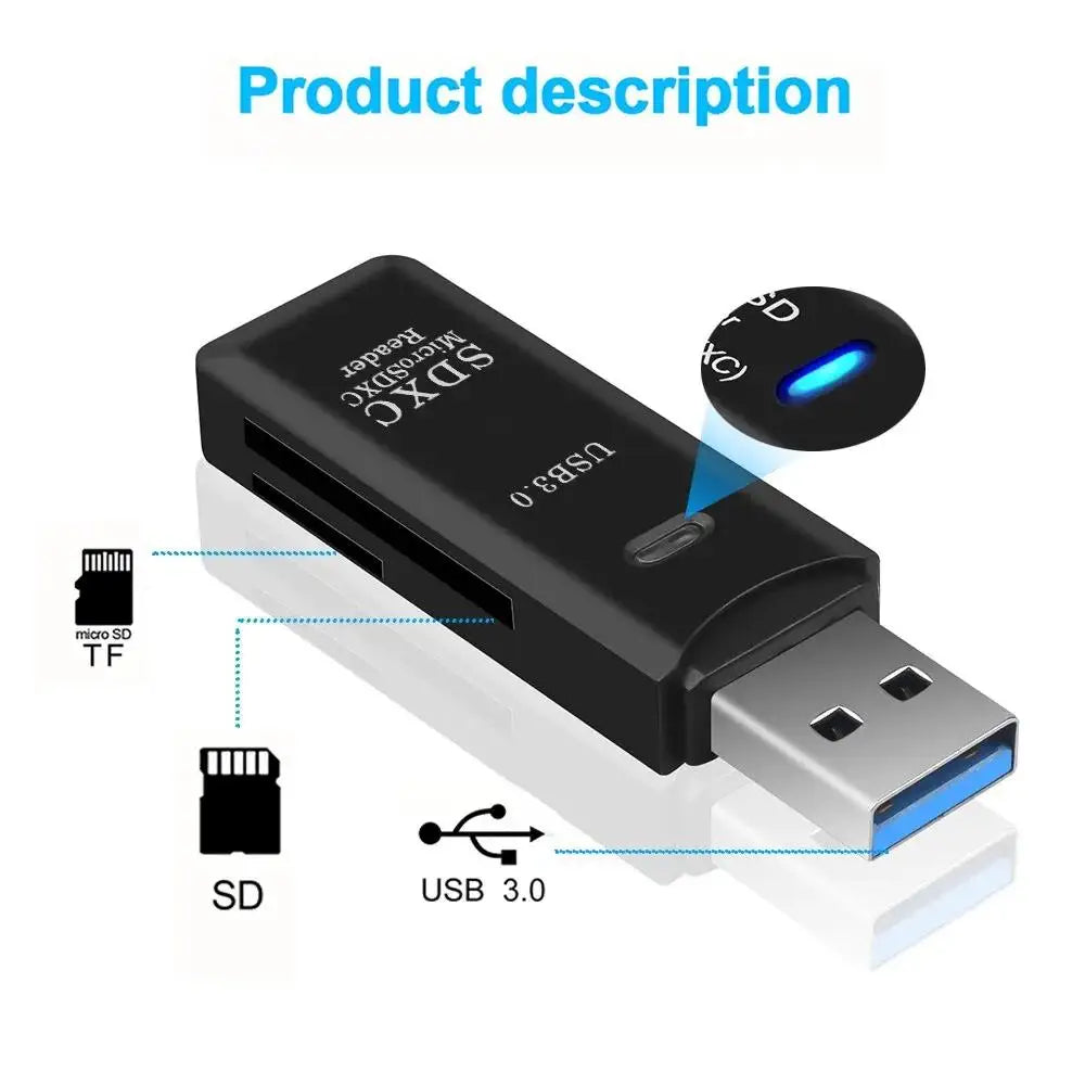 2-in-1 USB 3.0 Card Reader for MicroSD and SD Cards