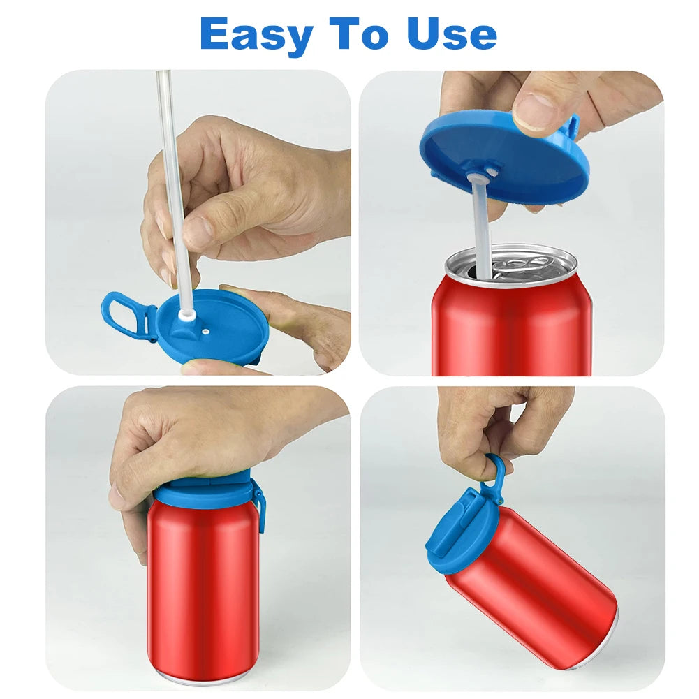 Silicone Soda Can Lids with Built-In Straws – Colorful, Reusable