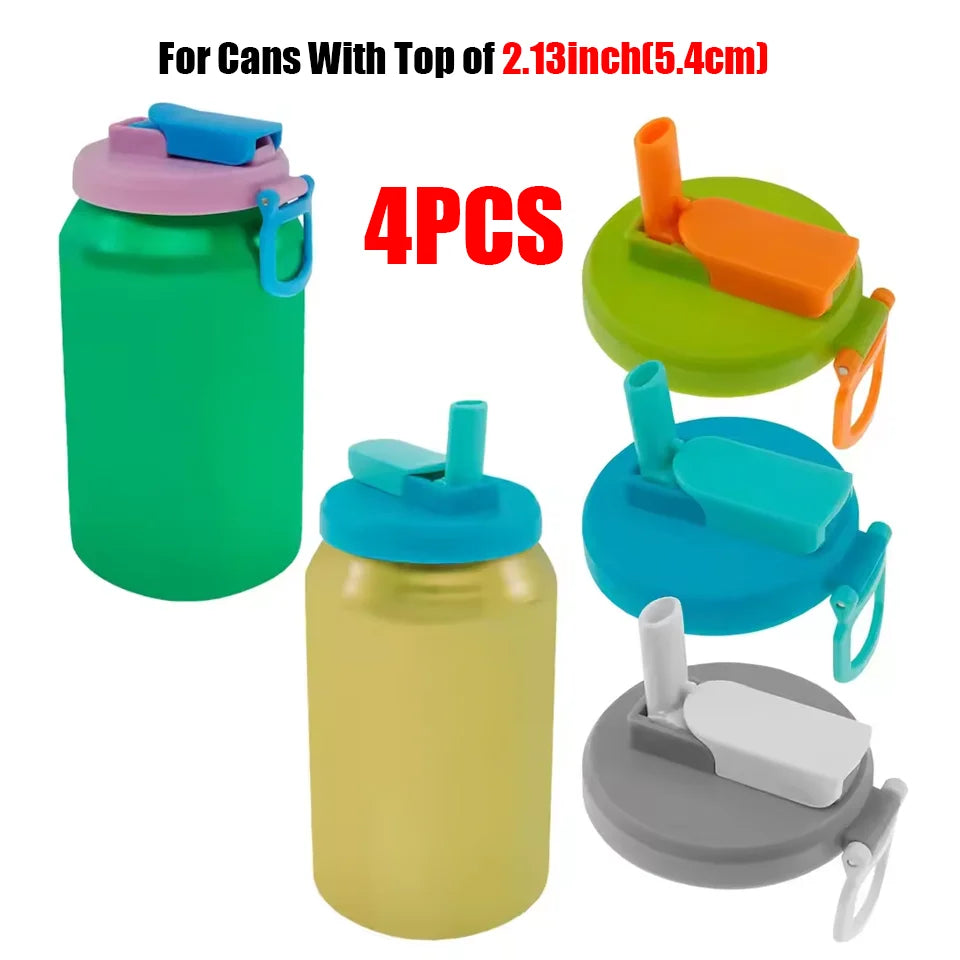 Reusable Silicone Can Lids with Built-In Straw – Standard Can Size