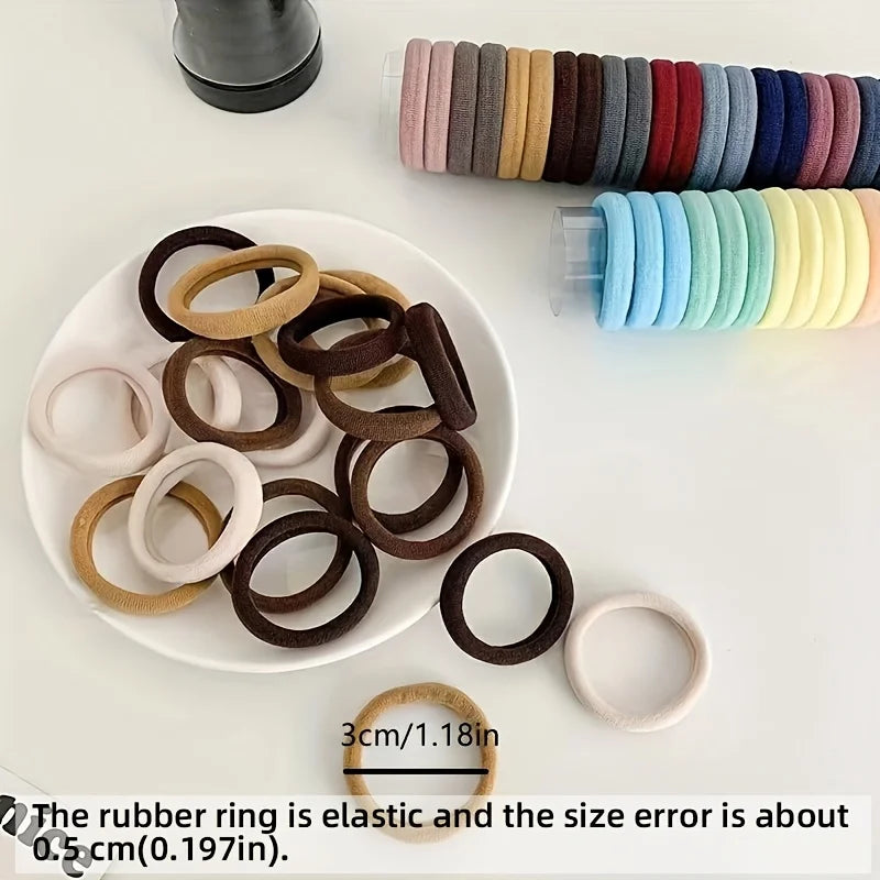 Boho Seamless Elastic Hair Ties – Thick and Gentle, 50 or 100 Pack