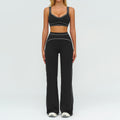 Contrast-color Brushed Yoga Set With Dual Shoulder Straps