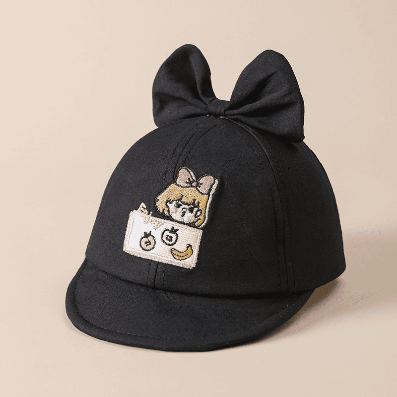 Baby Large Bow Soft Brimmed Baseball Cap For Spring And Summer Lightweight Breathable With Cartoon Embroidery Perfect Fo