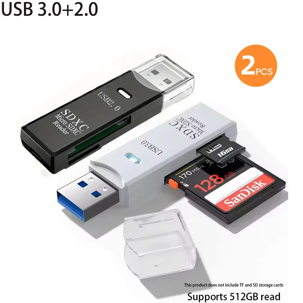 2-in-1 USB 3.0 Card Reader for MicroSD and SD Cards