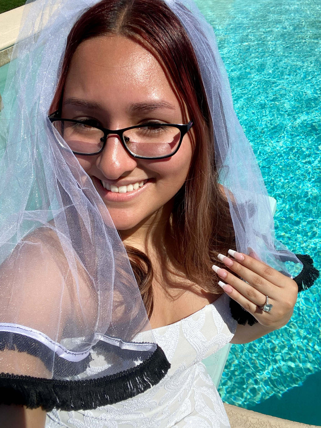 Black Fringe Bachelorette Veil – Boho Bride Statement Accessory