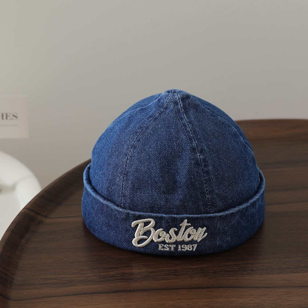 Children's Single-color English Letter Embroidered Adjustable Washable Distressed Bohemian Style Peaked Top Hat For Trav
