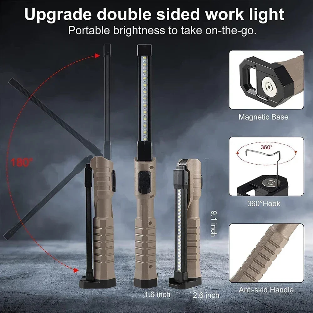 Folding COB LED Work Light – Rechargeable with 7 Lighting Modes