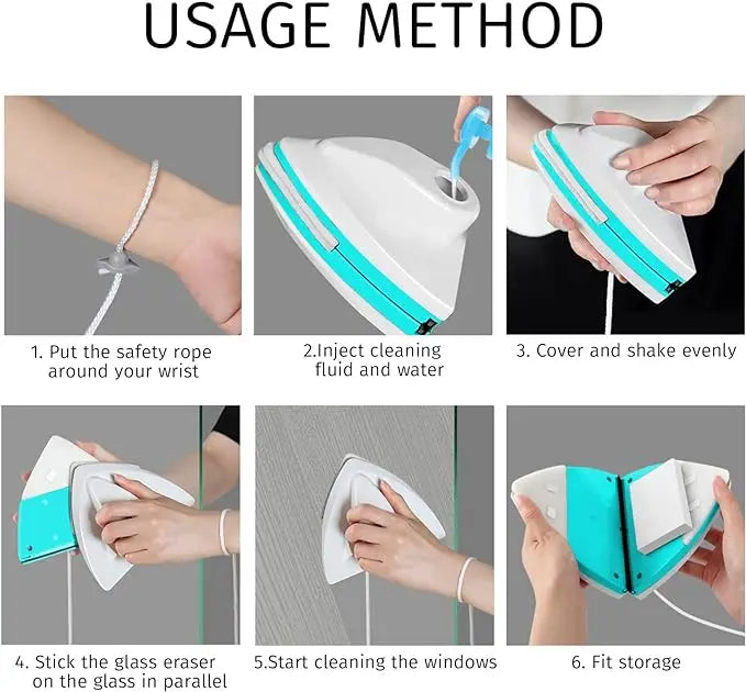 Double-Sided Magnetic Window Cleaner with Auto Drainage