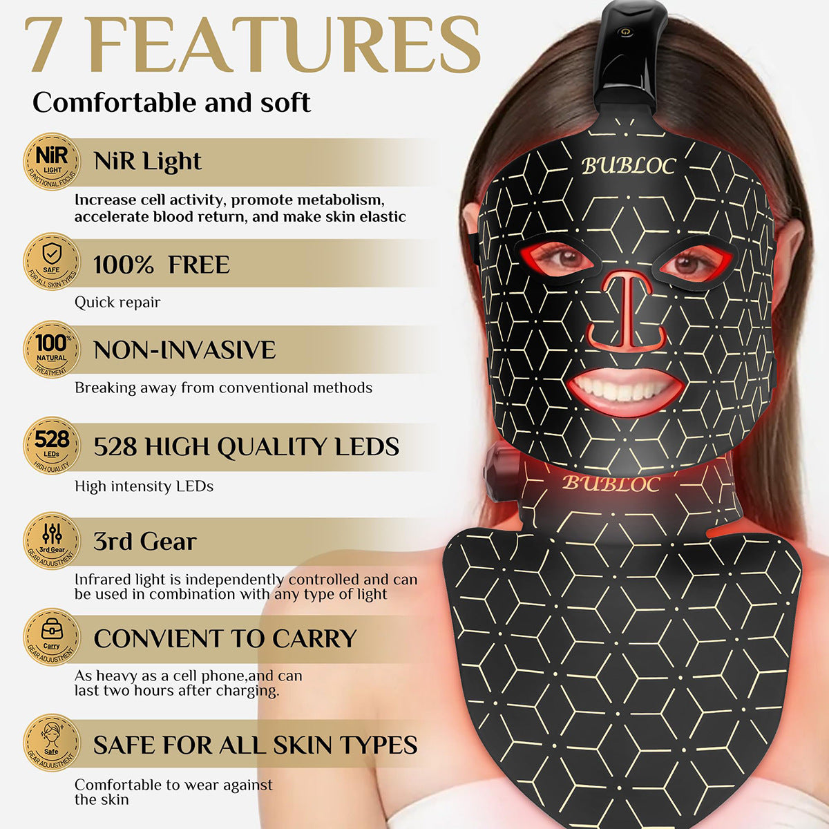 Silicone Beauty Mask With Wireless Charging For Home Use