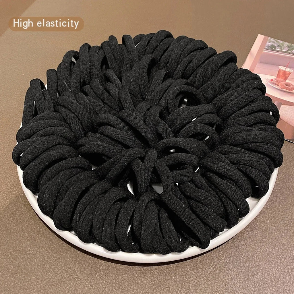 Boho Seamless Elastic Hair Ties – Thick and Gentle, 50 or 100 Pack