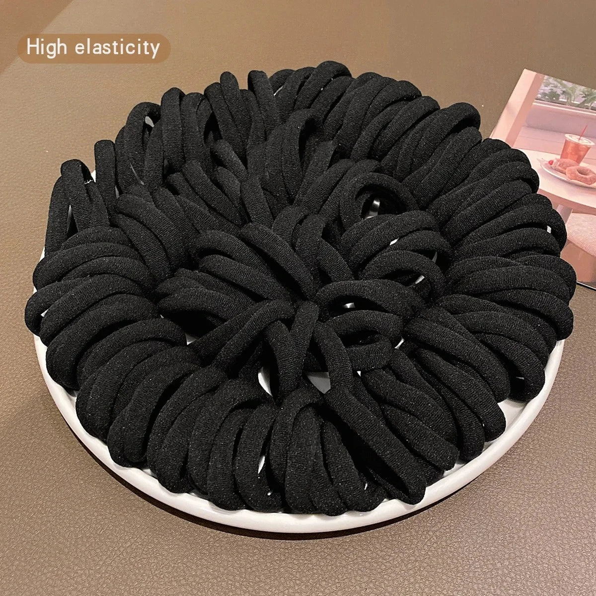 Boho Seamless Elastic Hair Ties – Thick and Gentle, 50 or 100 Pack