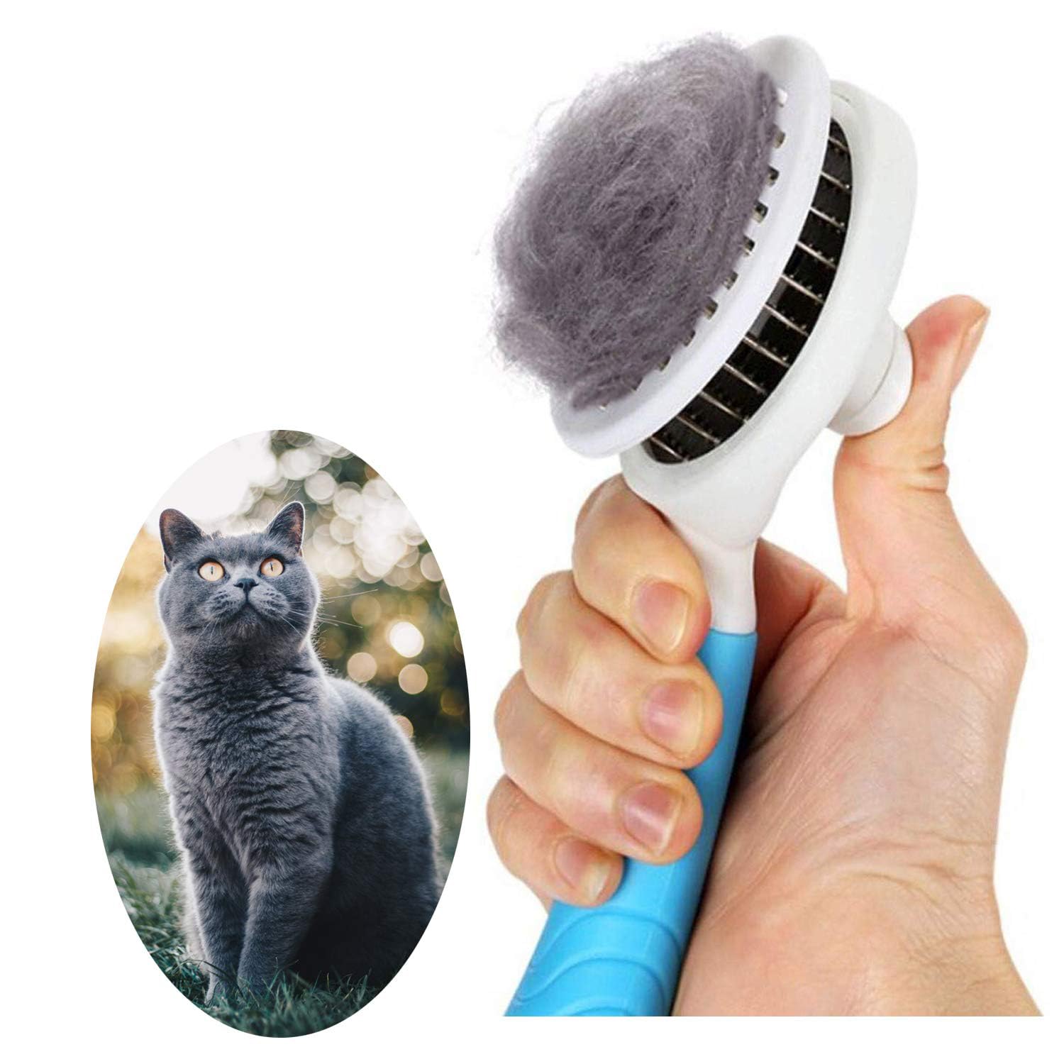 Self Cleaning Slicker Brush - Cat Brush Skin-Friendly Deshedding Grooming Massaging Tool For Long & Short Haired Pets