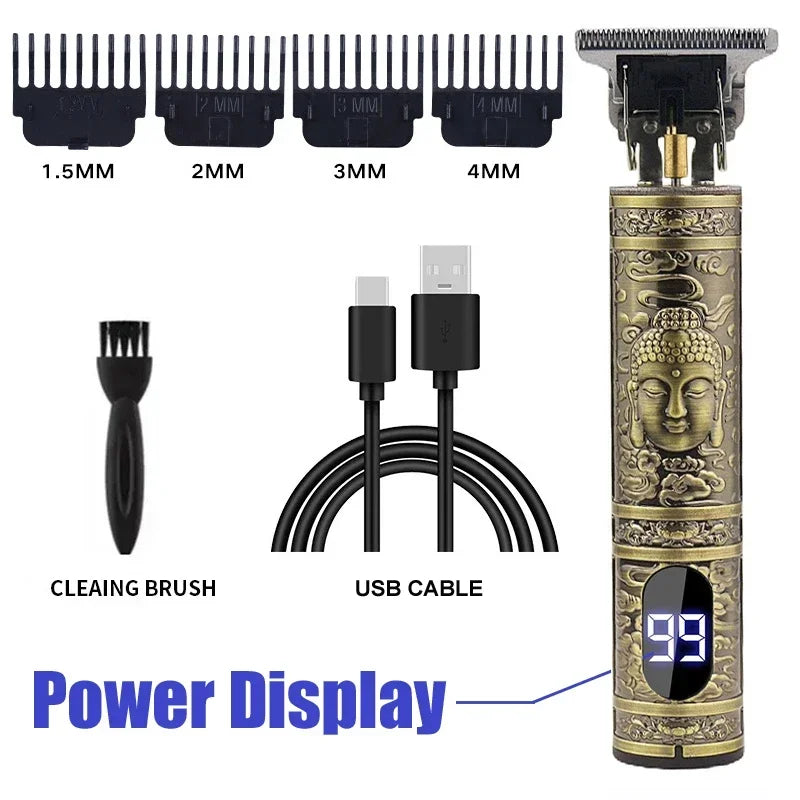 Vintage-Style Cordless Hair Clipper with USB Charging