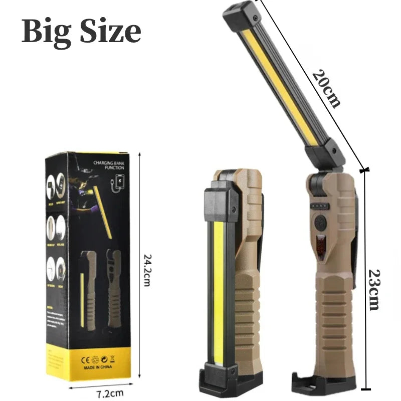 Folding COB LED Work Light – Rechargeable with 7 Lighting Modes