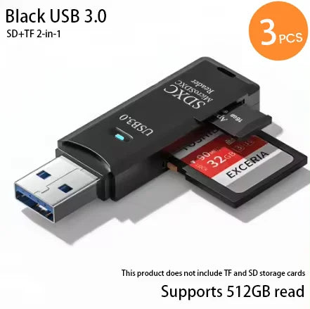 2-in-1 USB 3.0 Card Reader for MicroSD and SD Cards